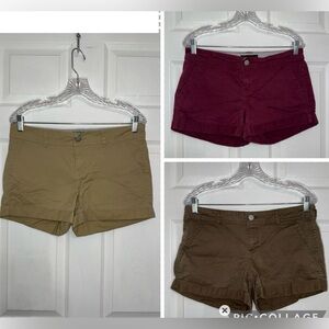 Bundle Aéropostale Women's Midi Twill/ Chino Shorts Brown Size 8 Cotton Pockets
